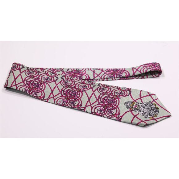 Rando Kiik Homme Handmade in France Pink/Gray Baby Cherub Silk Necktie Tie - Picture 1 of 6